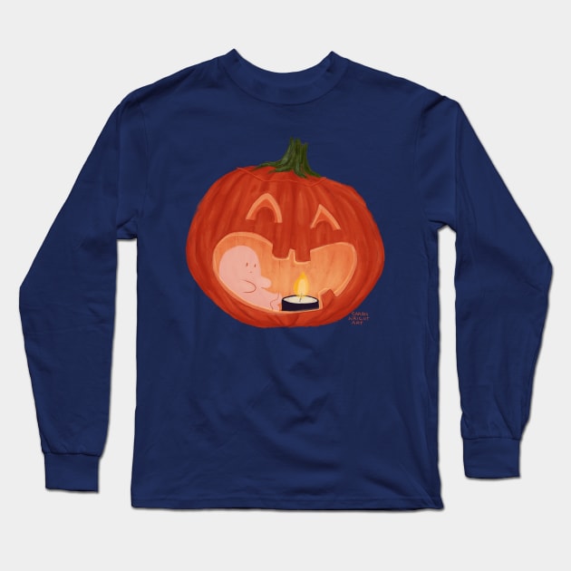 Halloween Ghost Long Sleeve T-Shirt by SarahWrightArt